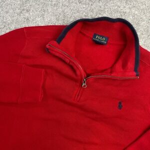 Polo Ralph Lauren Boys 1/4 Zip Pullover Sweater S Red Cotton Knit